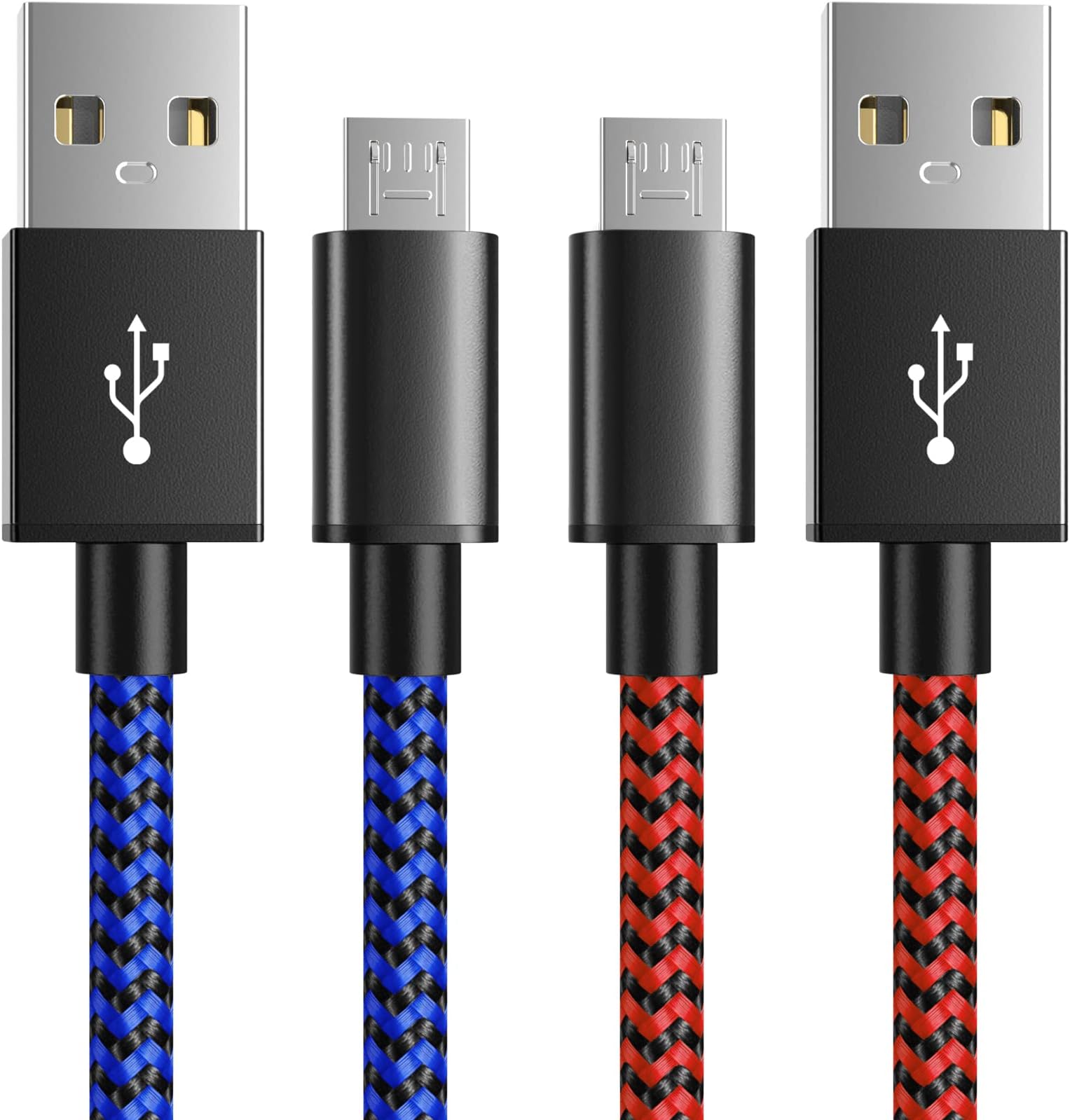 6amLifestyle PS4 Controller Charger Cable, 10ft Charging Cord 2 Pack for PlayStation 4, PS4 Slim/Pro, Dualshock 4, Xbox One/One X, Blue+Red