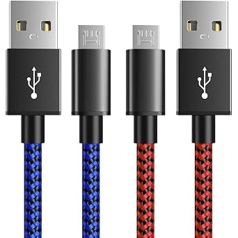 6amLifestyle PS4 Controller Charger Cable, 10ft Charging Cord 2 Pack for PlayStation 4, PS4 Slim/Pro, Dualshock 4, Xbox One/One X, Blue+Red