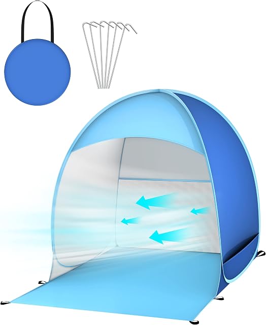 Pop Up Beach Tent Baby Lightweight Large Beach Tent for 3-4 Person Waterproof Beach Tent for Babies Adults Dogs Foldable Sun Shelters for Garden