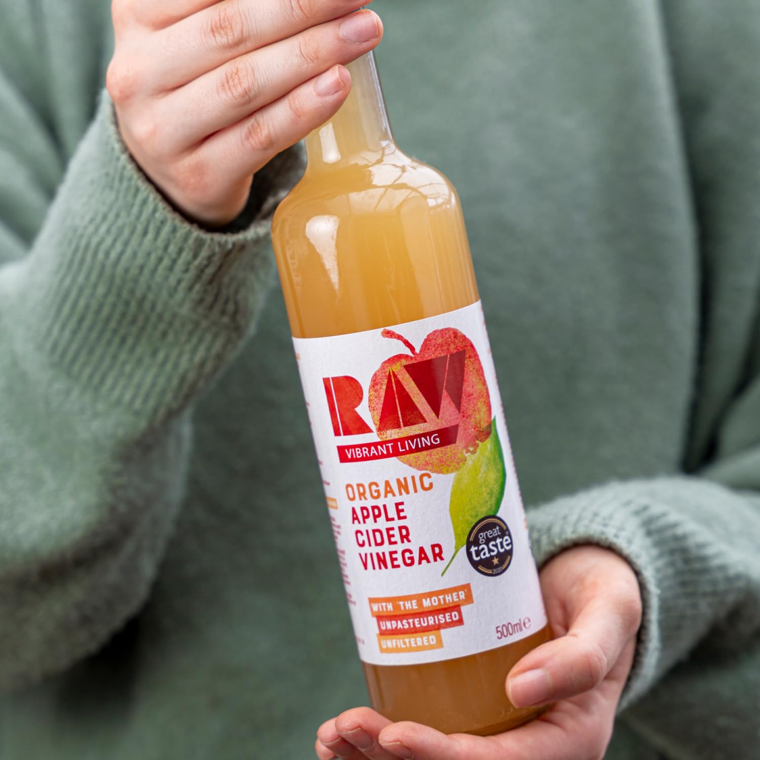 Raw Health Organiczny ocet jabłkowy niepasteryzowany z octem matki 500 ml - Zestaw 6 szt