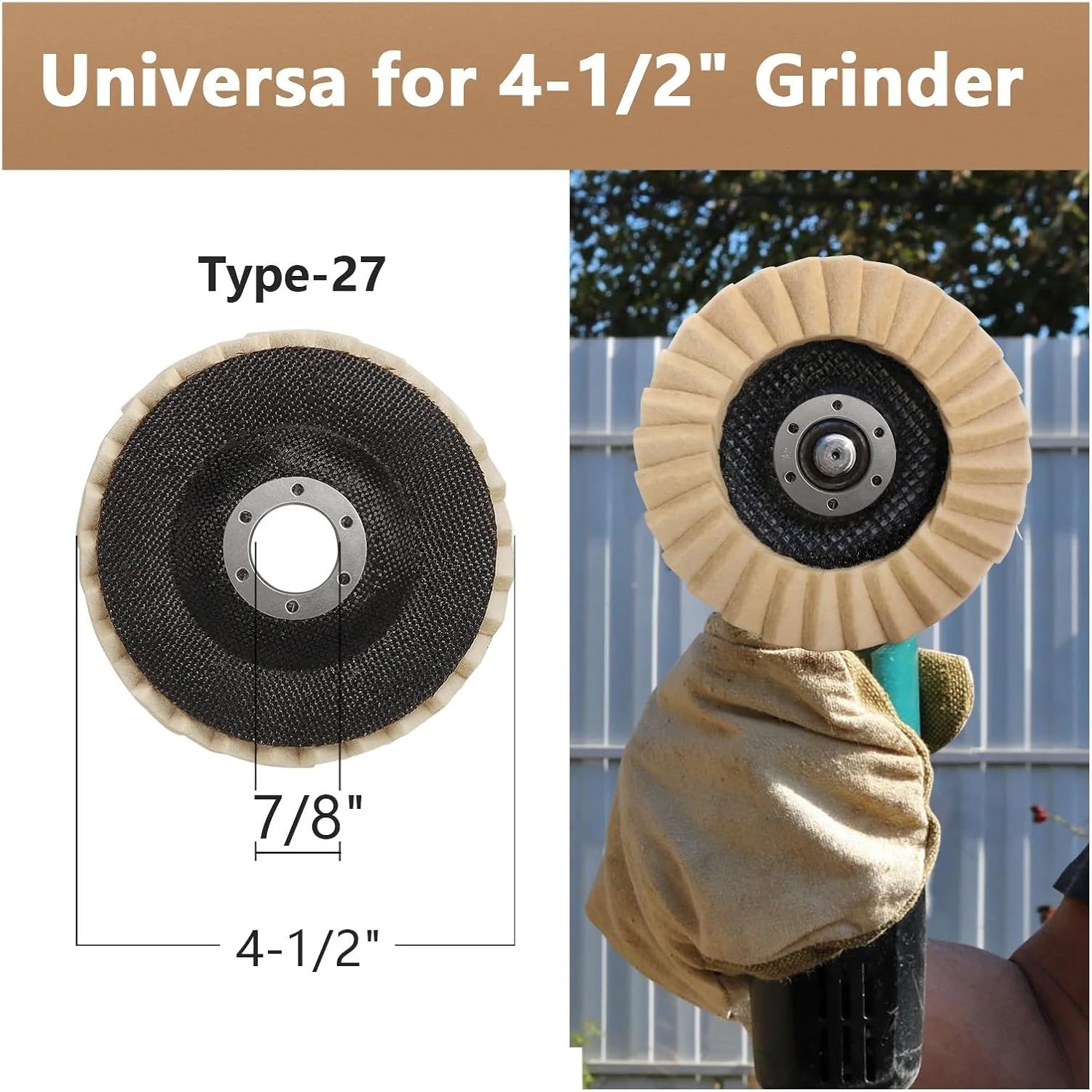 Compatible for NunDunco 3/4/4.5/5Inch Wool Polishing Wheel Wool Felt Pad Grinder Accessories Grinding Disc for Metal Glass Ceramic Polishing1pc(115x22mm A 1pc)