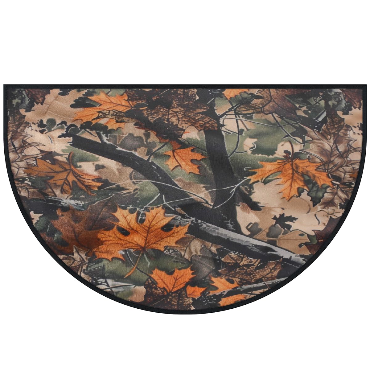 Mexpekil Paillasson demi-lune motif feuilles d'automne camouflage pour intérieur et extérieur, antidérapant, lavable, absorbant, anti-saleté, 100 x 160 cm
