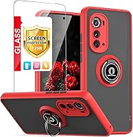 Vista 10 de TJS Funda compatible con Motorola Moto Edge 2022, con protector de pantalla de vidrio templado, anillo de metal, soporte magnético para teléfono