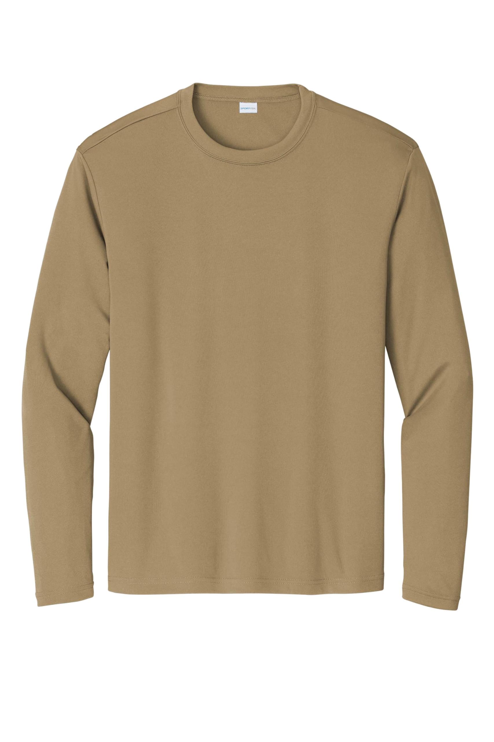 Long Sleeve PosiCharge Competitor Tee | Gym T-Shirt for Men & Women by SPORT-TEK – Cotton, Coyote Brown, Model 1453773