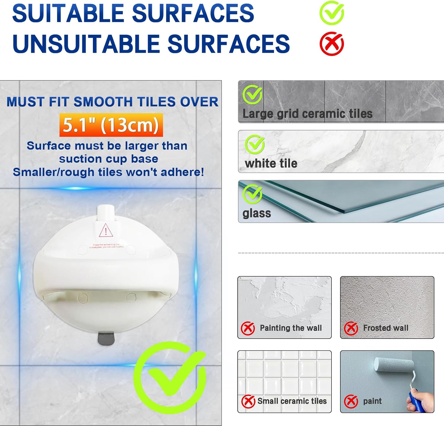 Upgraded Shower Grab Bar, Grab Bars for Bathtubs and Showers, 418 Pounds Extra Strong Suction Shower Handle, Safety Sturdiness Handicap Grab Bars, Shower Handles for Elderly/Seniors, White