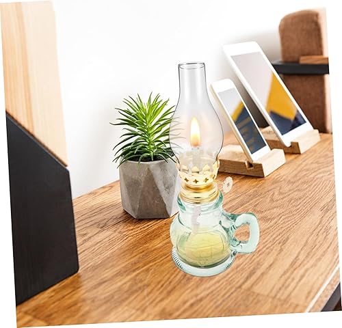 Miniatura 5 de Uonlytech Soporte de chimenea de queroseno, 1 juego de quemador de lámpara de aceite con lámpara de aceite, chapado en latón, lámpara de aceite de