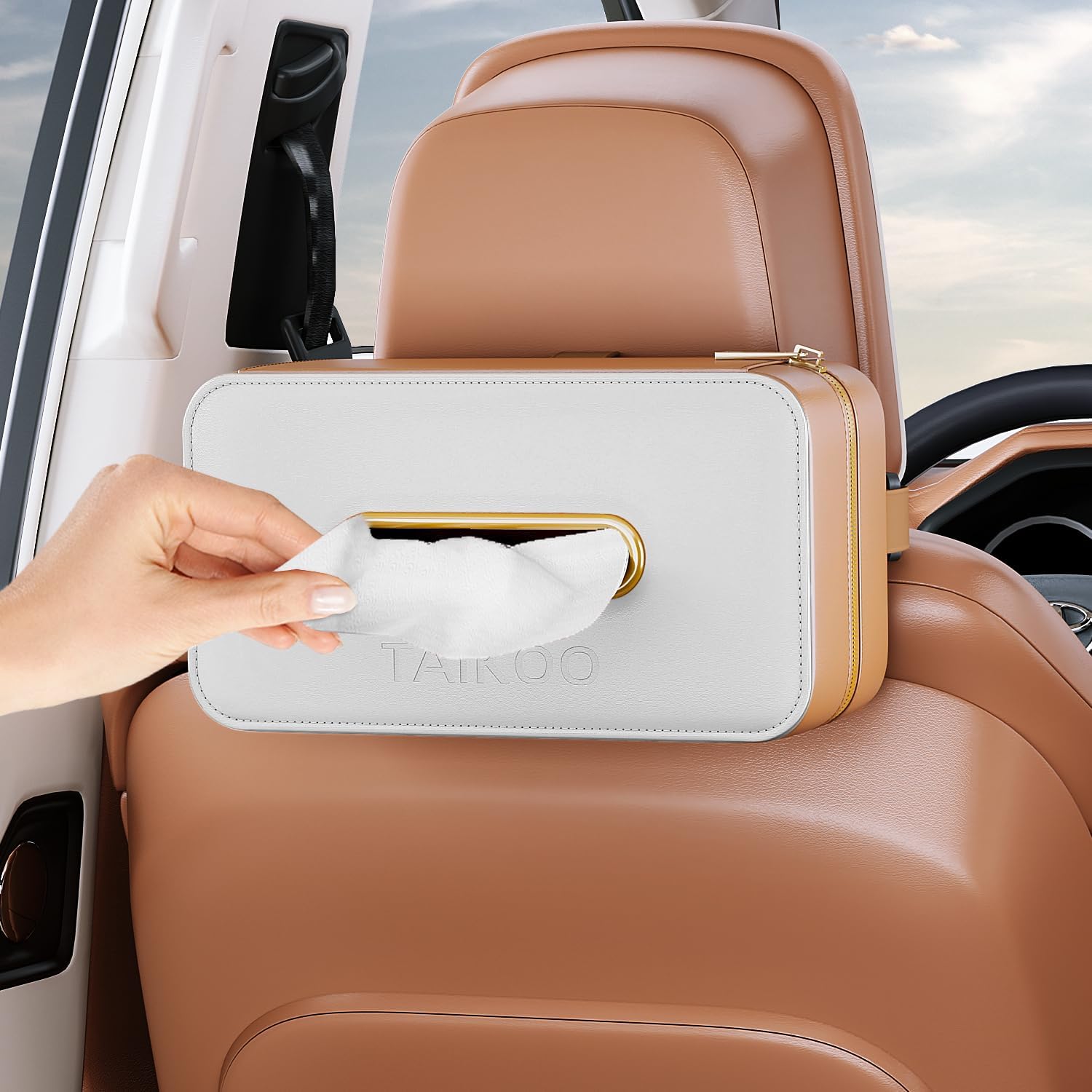 TAIKOO Tissue Holder for Car,Regular Size 120Count Tissue Box Holder for Car,10.2in