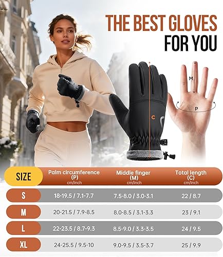 Miniatura 6 de PULIOU Guantes térmicos impermeables de invierno para hombres y mujeres, para clima frío, resistentes al viento, guantes de nieve con dedos para