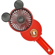 LACOVIA Lindo Mouse Misting Mini Ventilador, Port&aacute;til USB Ventilador Recargable con 3 Velocidades Ajustables, Plegable Para Viajar(Rojo)