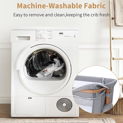 Miniatura 5 de Moisés 3 en 1 para bebé, cuna ajustable de 6 alturas para bebé, moisés con cómodo colchón y ruedas con bloqueo, cuna mecedora para recién nacido,