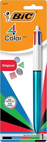Miniatura 2 de BIC Bolígrafos retráctiles originales de 4 colores, punta media (0.039 pulgadas), paquete de 1 unidad, bolígrafo retráctil con tinta de larga