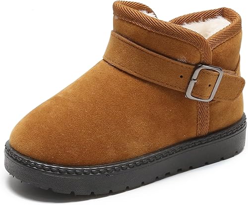 DADAWEN Botas de nieve para niños y niñas pequeñas, impermeables, con forro de piel para exteriores, antideslizantes, cálidas