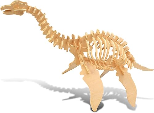 Puzzled Rompecabezas 3D Plesiosaurus Dinosaurio Madera Artesanía Kit de Modelo de Construcción Divertido, Educativo DIY Juguete de Dino de Madera