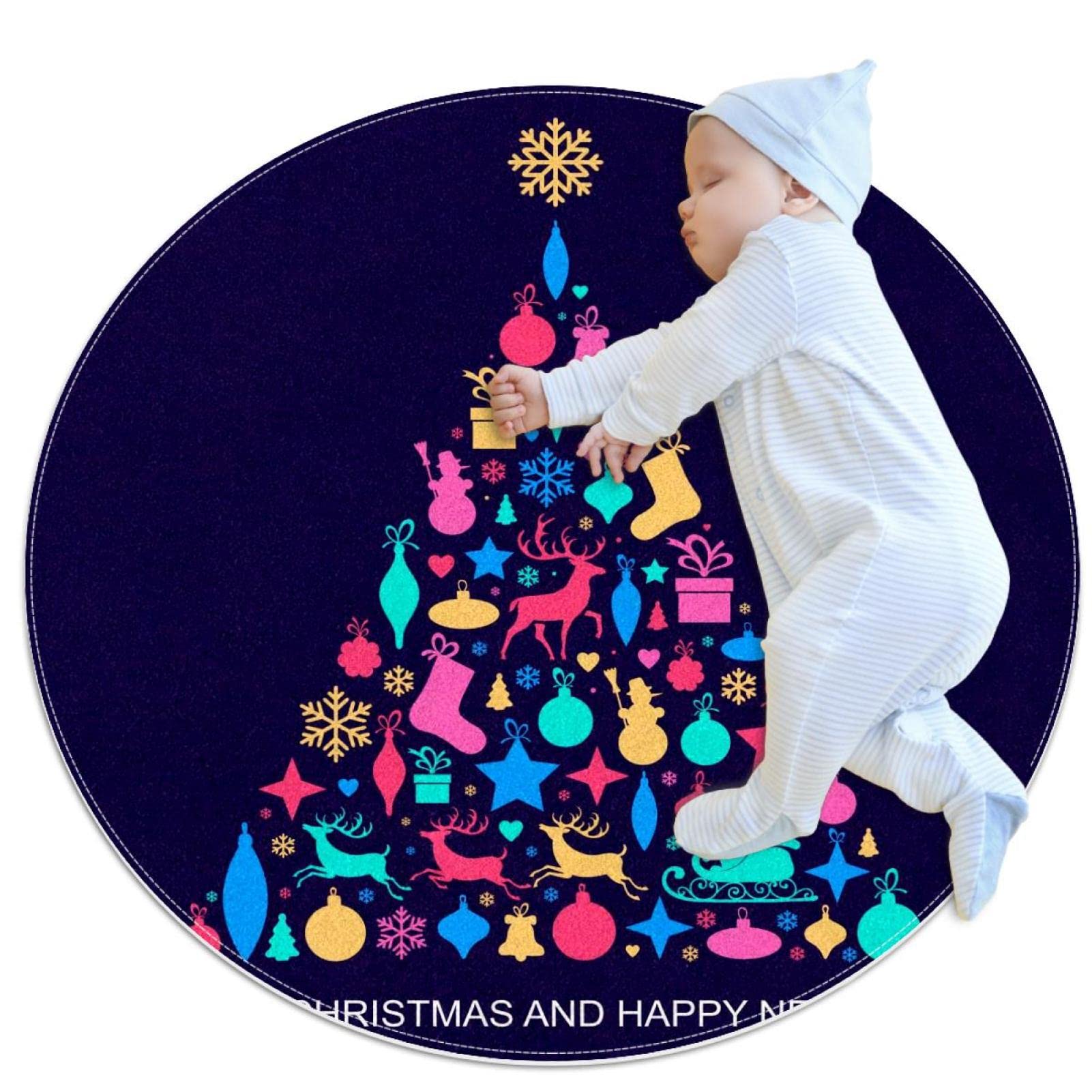 Arbre de Noël tapis rond chambre buanderie salon 39,4 po