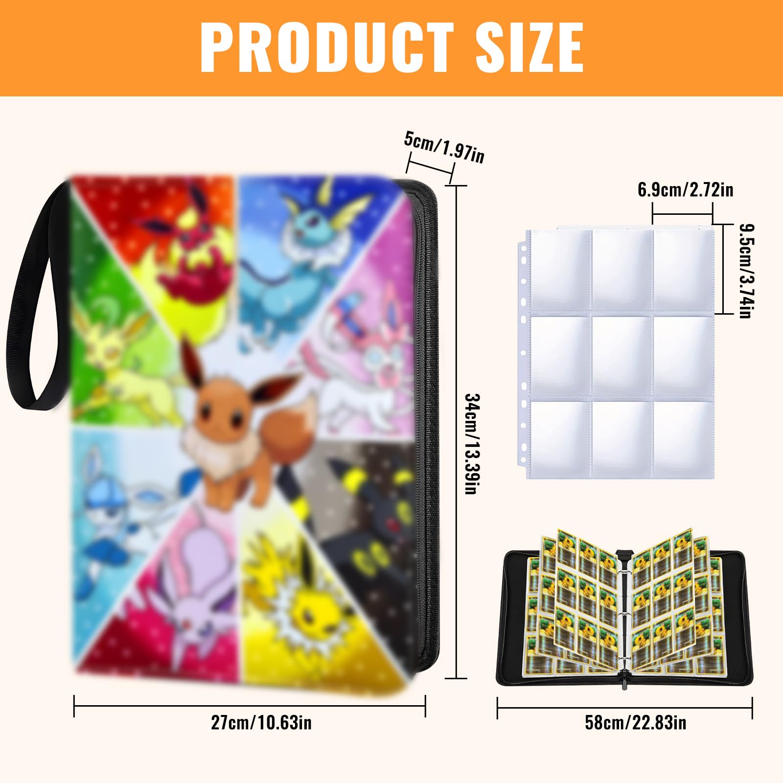 Hlisippa 9 Pocket Card Binder, Holds 900 Cards, Card Collection Folder with 50 Double Sided Removable Sleeves - Image 2