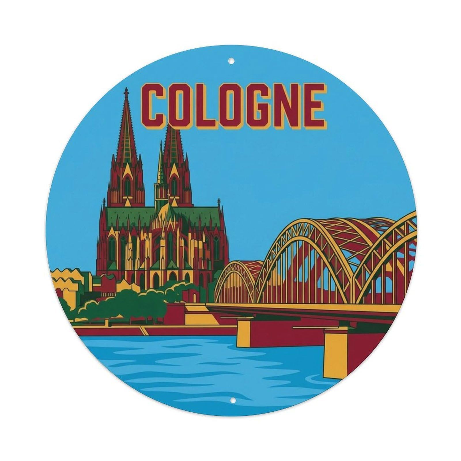 Cologne Germany Retro Travel Destination Landmark Metal Tin Sign