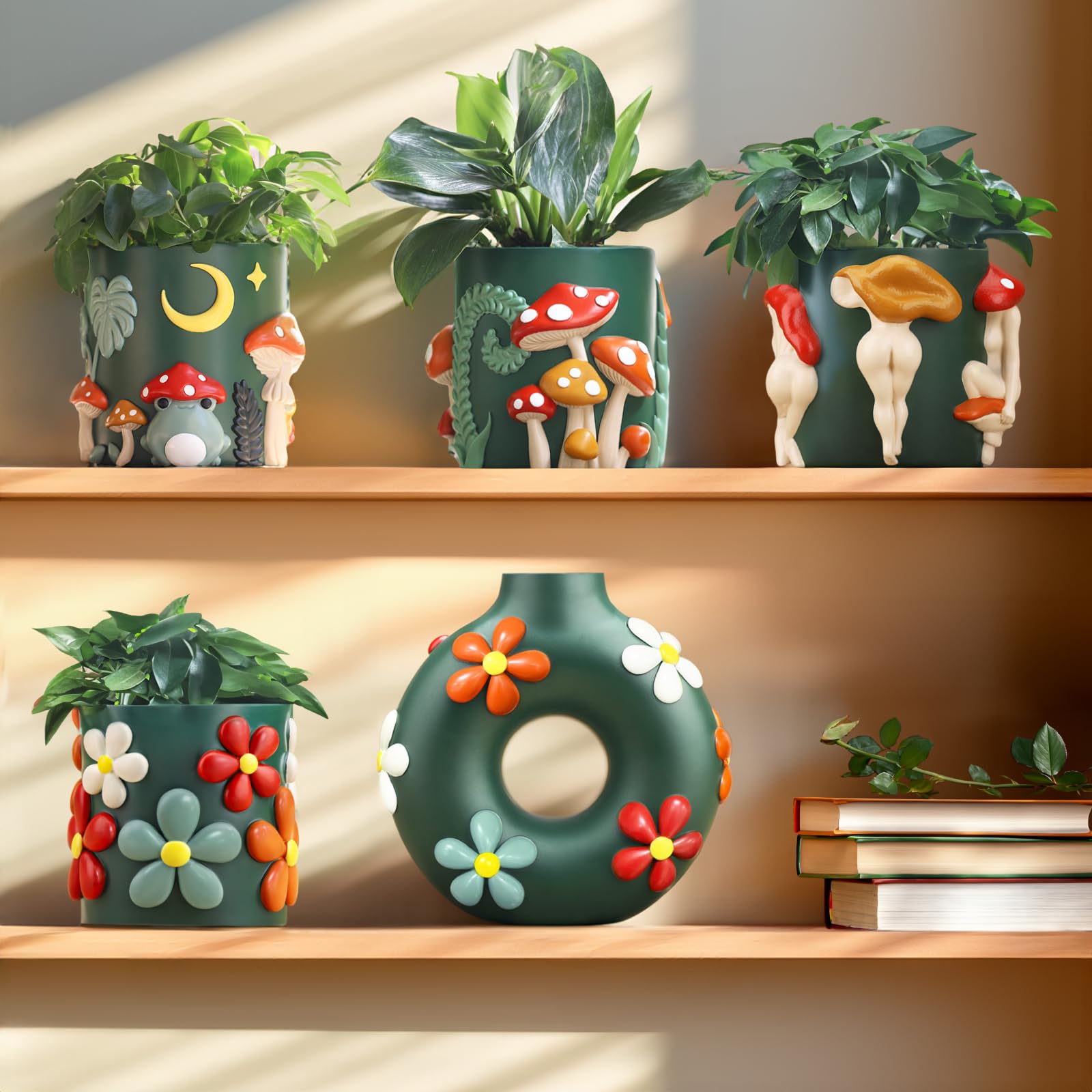 Amazon.co.jp: GUGUGO カラフルでかわいいドーナツの花瓶、モダンな