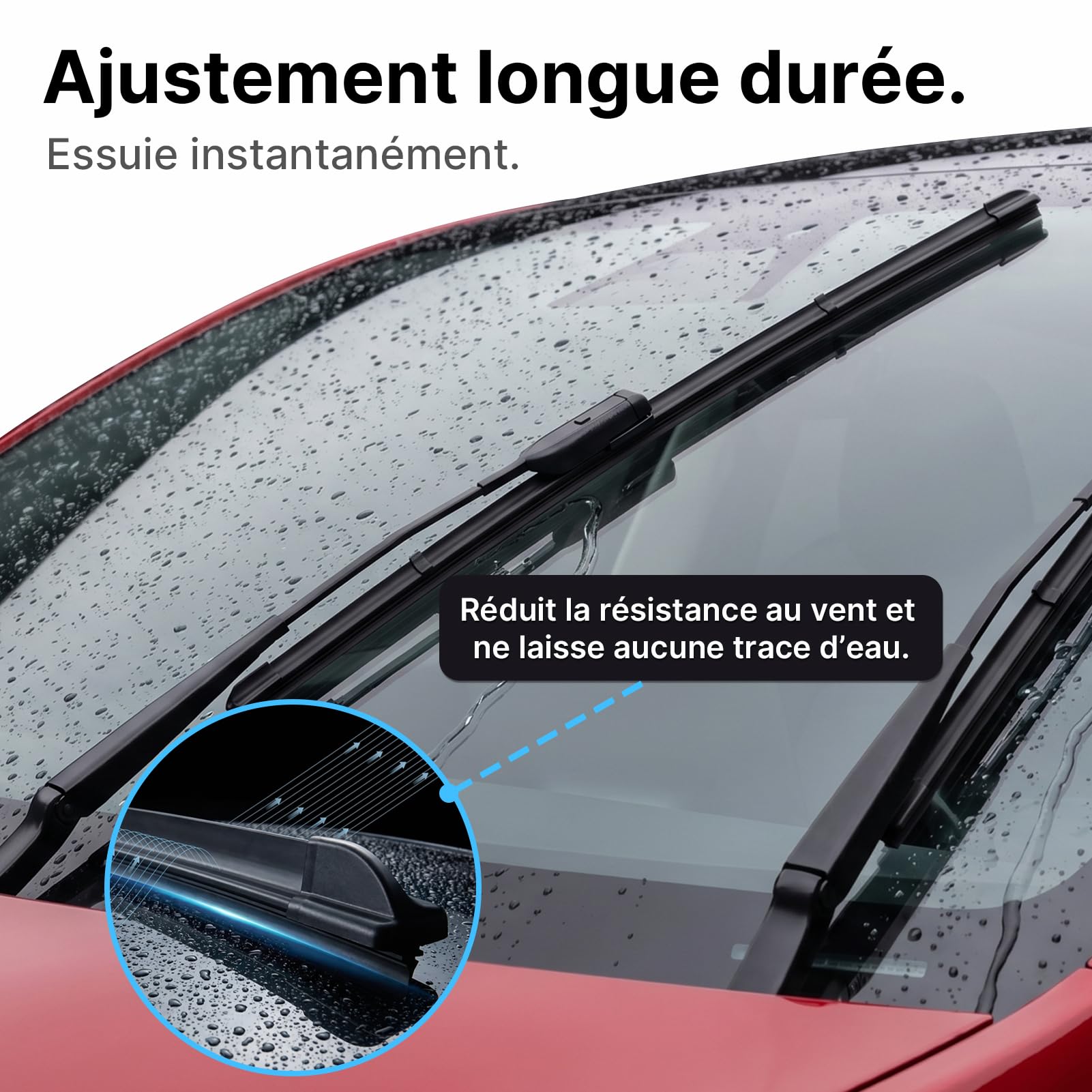 Balais d'Essuie-Glace en Silicone 26/20" 650mm/500mm pour Tesla Model Y 2020-2026 (Sauf Juniper Fabrication Allemande) Lames de Remplacement Pare-Brise Accessoires (Lot de 2) Top Lock