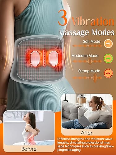 Miniatura 3 de Almohadilla térmica para aliviar el dolor de espalda, almohadilla térmica inalámbrica grande de 60 pulgadas para calambres con 3 vibraciones de