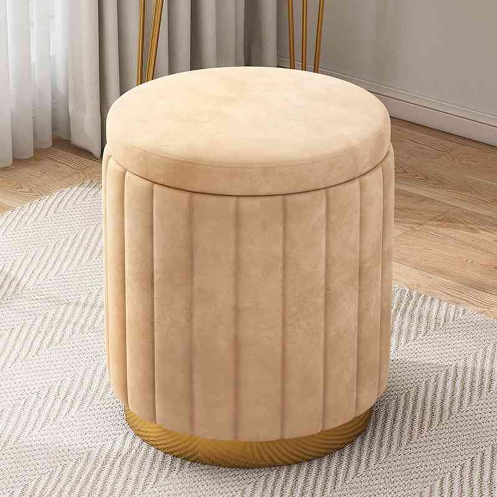 Pouf rotondo in velluto – Seduta versatile con scomparto nascosto per soggiorno, camera da letto, ufficio