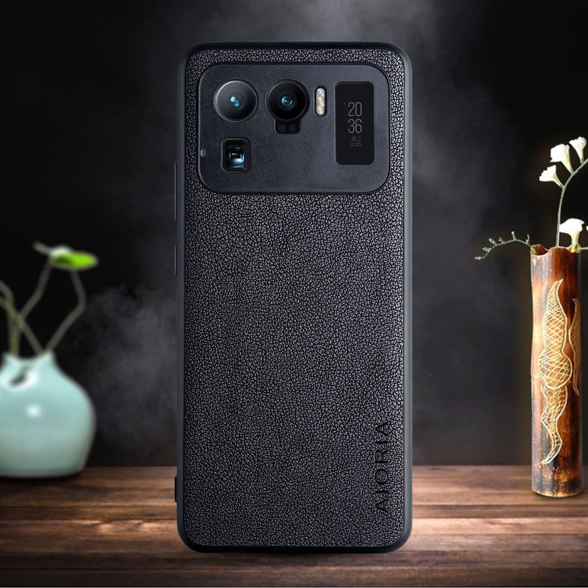 for Xiaomi Mi 11 Ultra Case 5G, 6.81 inch Premium PU Leather Phone Cover Retro Design Full Protective case for Xiaomi Mi 11 Ultra 5g (Black) image 2 of 7 B0995WH2C6