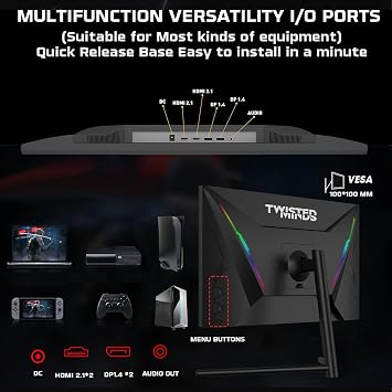Twisted Minds 27 Tm27qhd165ips Qhd 2k 165hz 0,5ms Hdmi Dp Hdr400 Fast Ips Rgb Gaming MonİtÖr