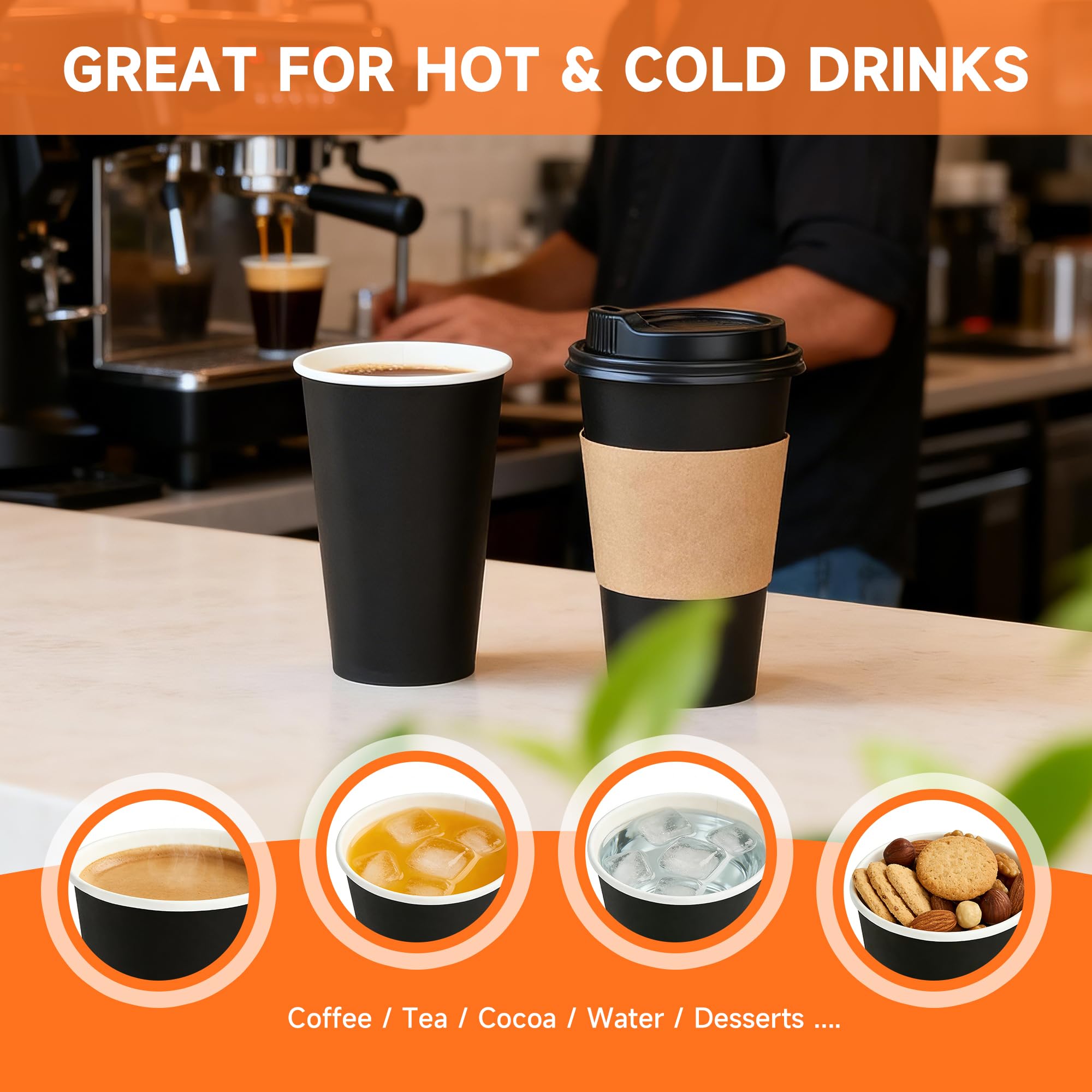 METAPRINT 100 Pack 16 oz Disposable Coffee Cups with Lids and Sleeves — Amazon image 7