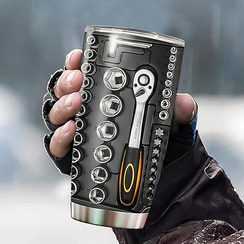 Miniatura 3 de Caja de herramientas mecánicas, vaso motivacional, regalo divertido para papá, marido, hombres, taza de viaje aislada al vacío con tapa, termo de