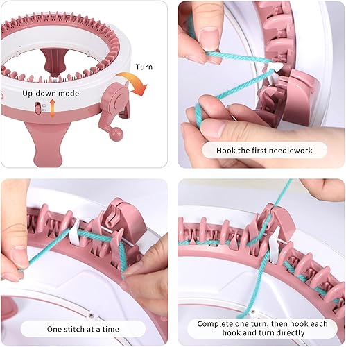 Miniatura 3 de awagas Máquina de tejer, máquina de tejer de 48 agujas con contador de filas, máquina de tejer automática circular inteligente, kit de máquinas de
