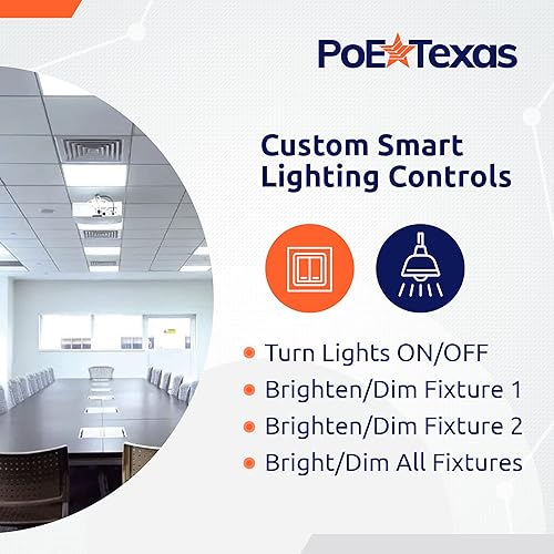 Miniatura 4 de PoE Texas PoE - Kit de luz inteligente con iluminación empotrada, kit de habitación individual preprogramada, luz LED de panel plano dual de 2 x 2