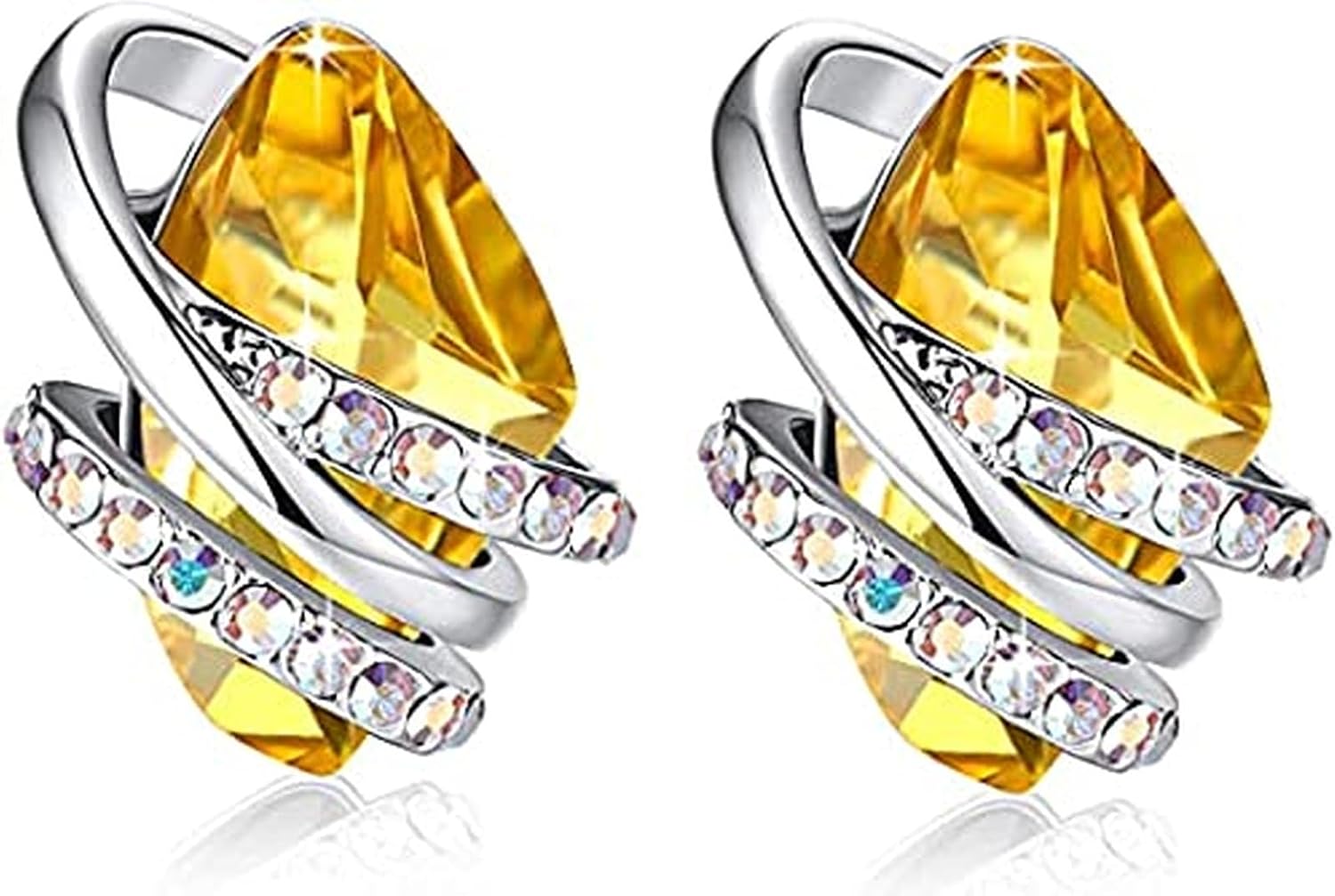 Leafael Gifts for Women, Wish Stone Stud Earrings with Birthstone Crystals, 18K Rose Gold Plated or Silver-tone