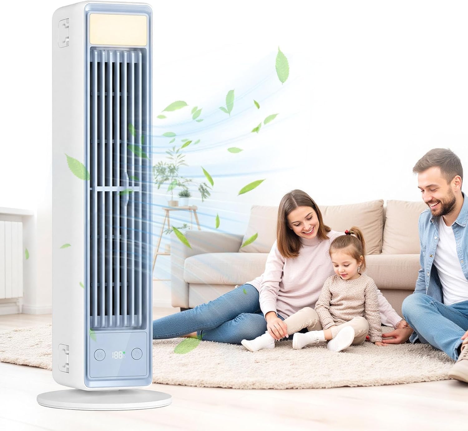 Aire acondicionado portátil, ventilador sin palas con 3 modos, climatizador silencioso de batería para casa, oficina y viaje ，Blanco - 1 pieza