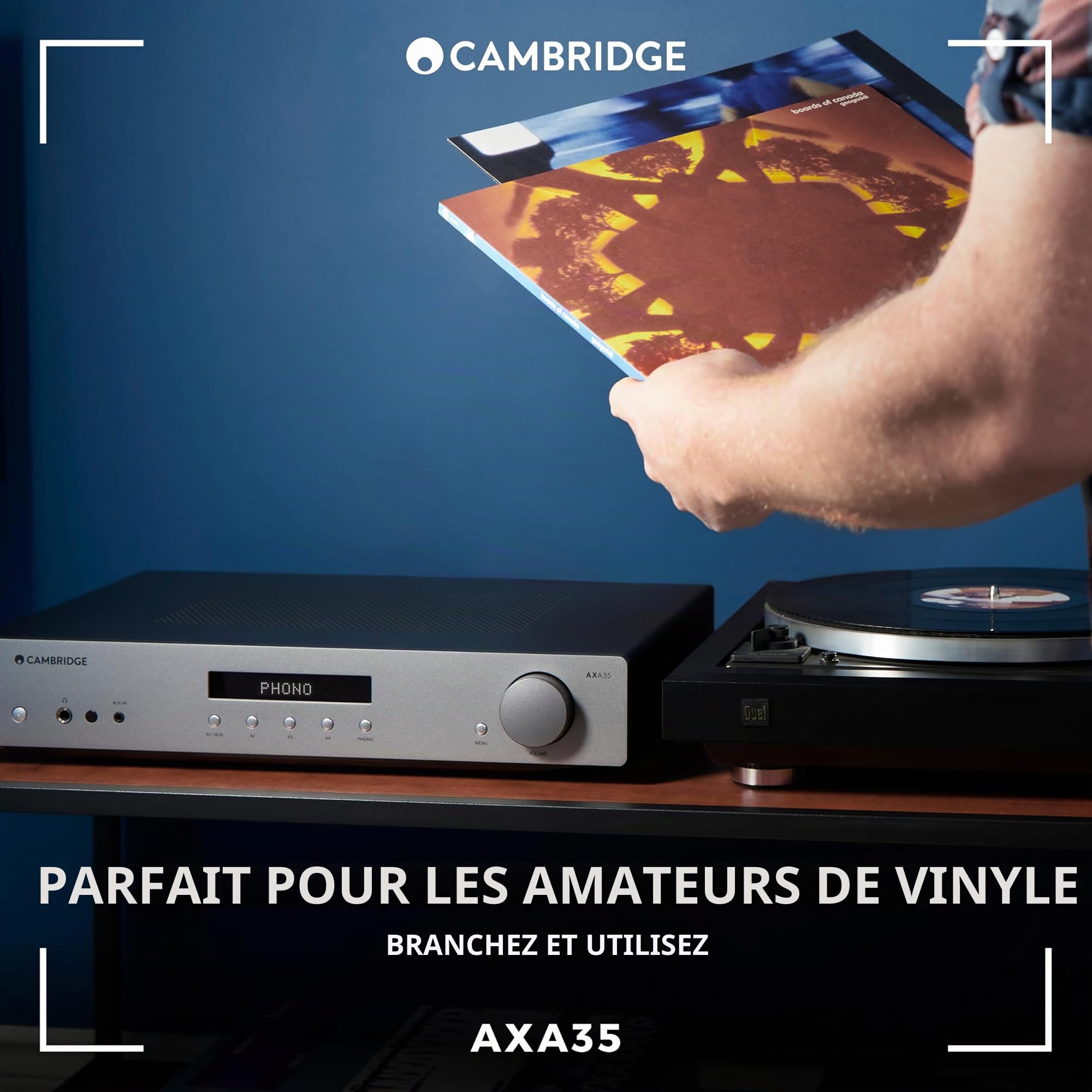 Cambridge Audio AXA35 – Amplificateur stéréo intégré, ampli HiFi 35 watts avec préampli phono intégré, entrée Aux frontale & prise casque – Lunar Grey