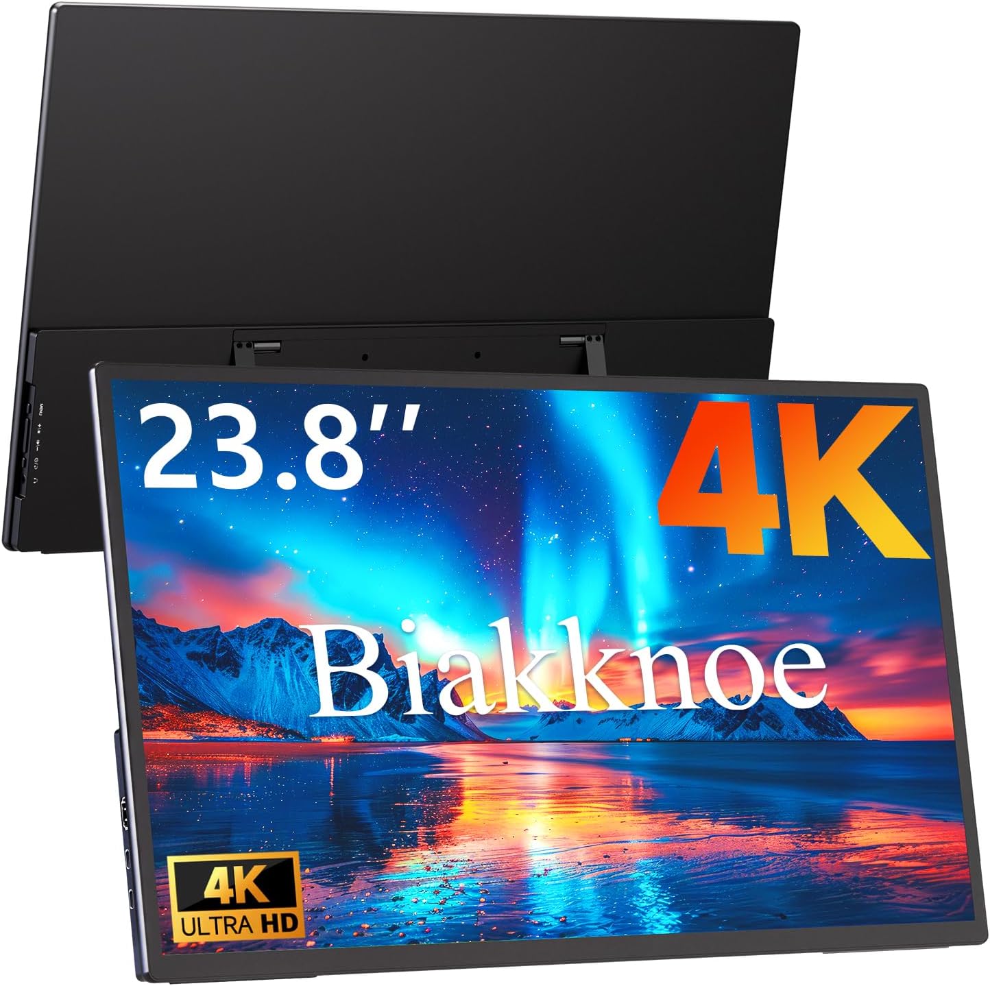 23.8" 4K Portable Monitor, UHD 3840x2160 IPS 400nits 100% sRGB Calibrated Color Gaming Monitor, USB-C HDMI Laptop Screen Extender with Speakers for Desktop, MacBook, PS5, Xbox, Switch