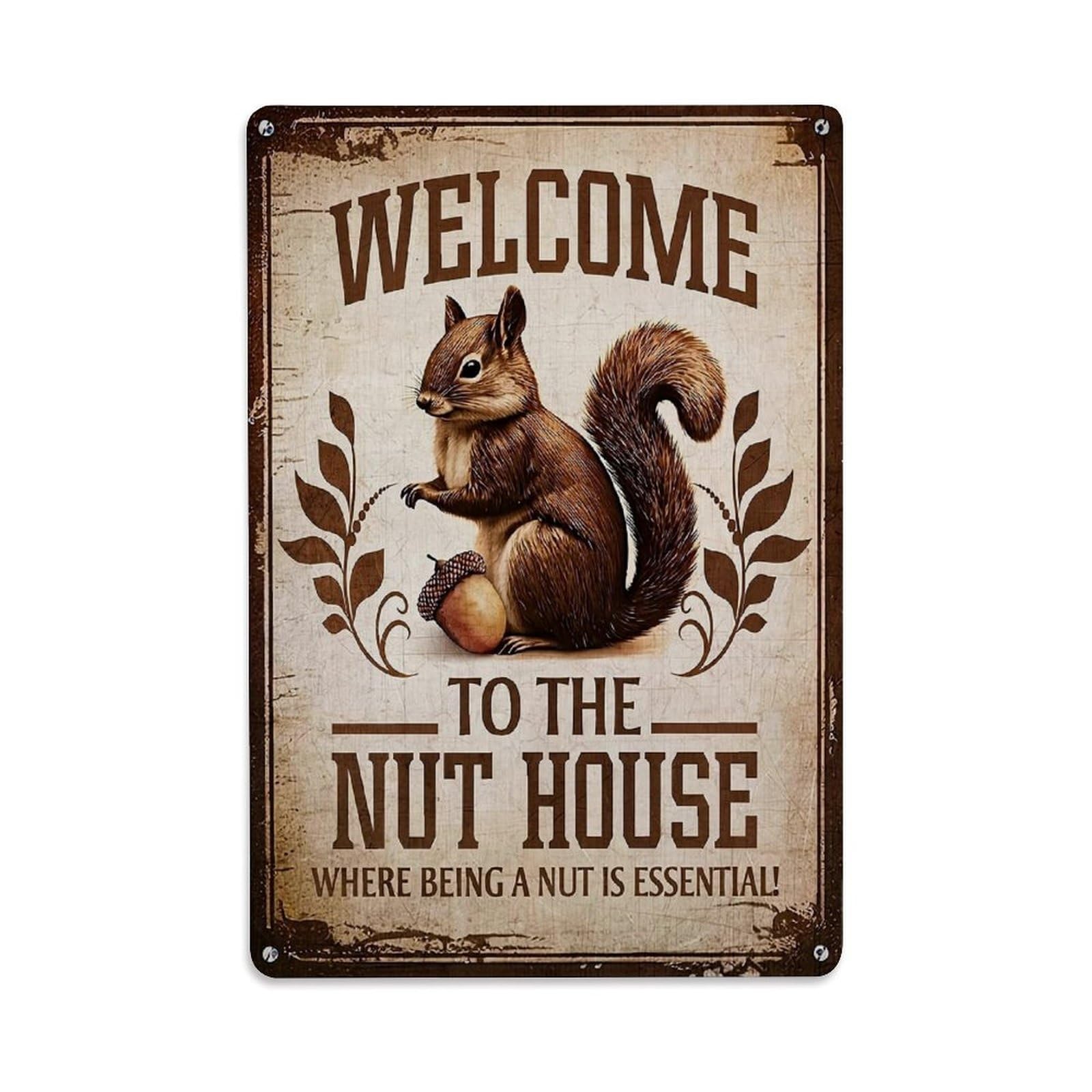 Jdfenggu Vintage Welcome To The Nut House Retro Metal Tin Sign, Metal Poster For Bar, Home, Man Cave, Kitchen, Laundry Room Art Decor 8X12 Inch