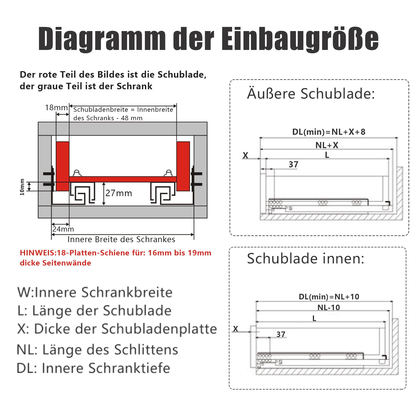 1Paar Hidden Slide Schubladenführungen Schubladenschienen, Unterflurführungen Mit Soft Close System, Auszugsschienen Kugelgelagerten,Silentpuffer Schubladenauszüge,Auszugsschienen Bodenmontage (350MM)