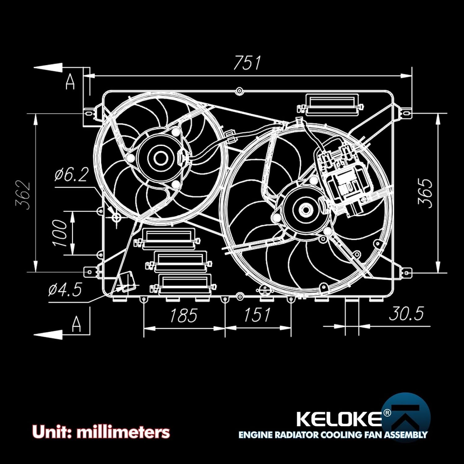 KELOKE Engine Radiator Cooling Fan Assembly Compatible with Volvo 2010-2016 XC60, 2011-2016 S60, 2008-2015 XC70, 2008-2015 S80, 2015-2016 V60, 2008-2010 V70, Replace# VO3115116 FA71811 623-840