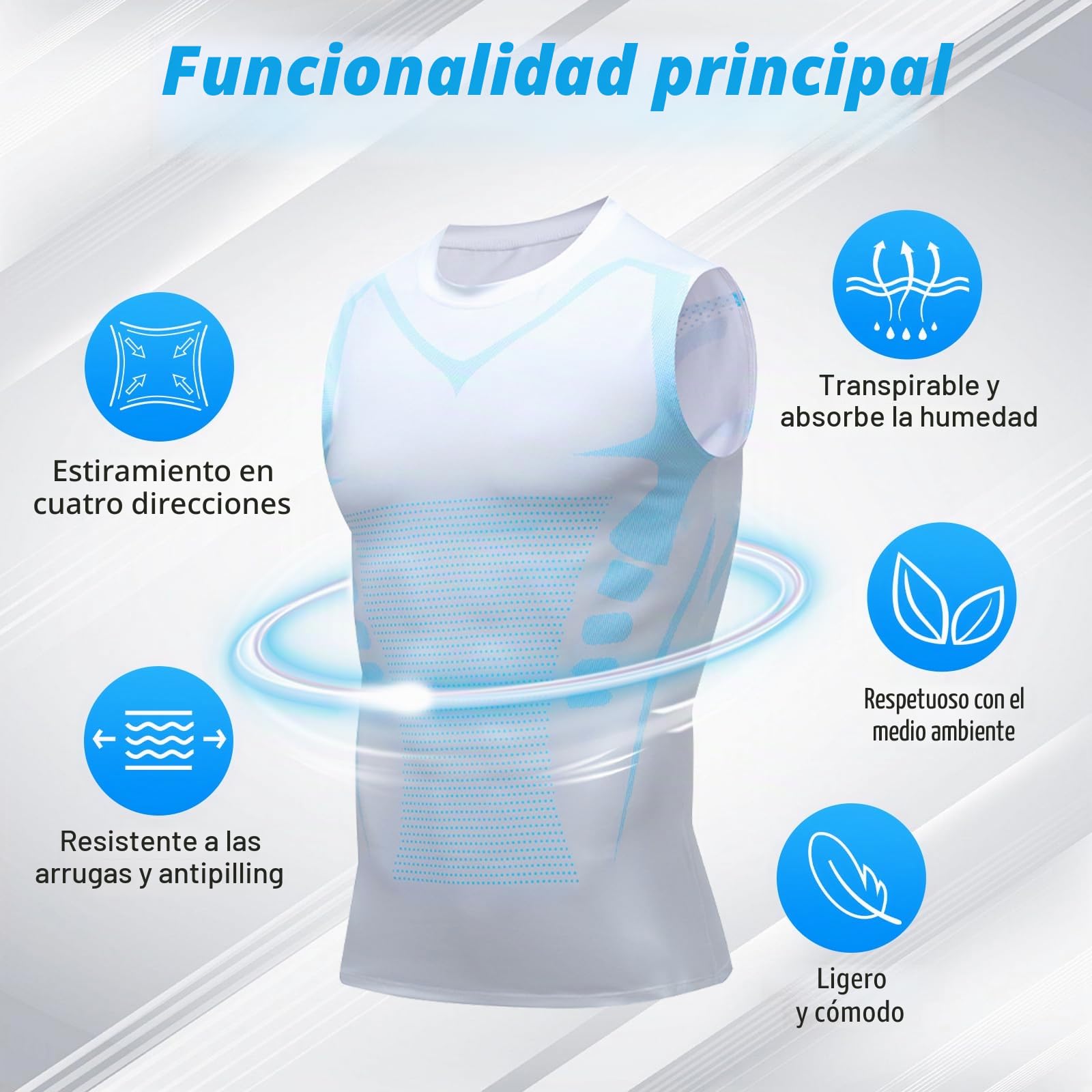 Ronronner 2 StüCk 2024 Ionic Shaping Chaleco, Ionic Shaping Herren Unterhemd, Bauchweg Herren, KöRperföRmig, atmungsaktiv Eis-Seiden-Gewebe - Sportbekleidung für Männer