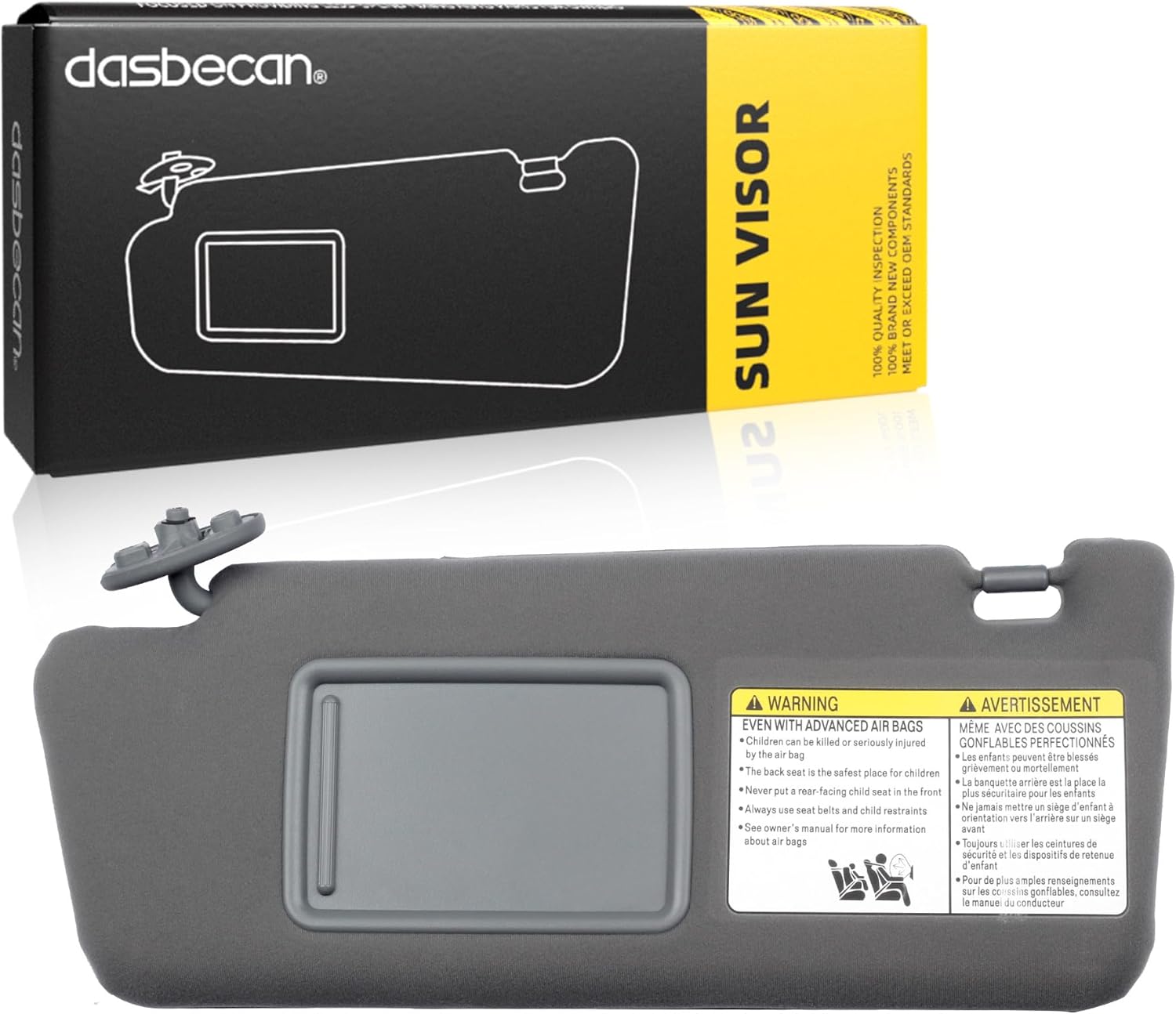 Dasbecan Gray Left Driver Side Sun Visor for Toyota Tacoma 2005-2015 OE# 74320-04181-B1 Exact Fit Replacement