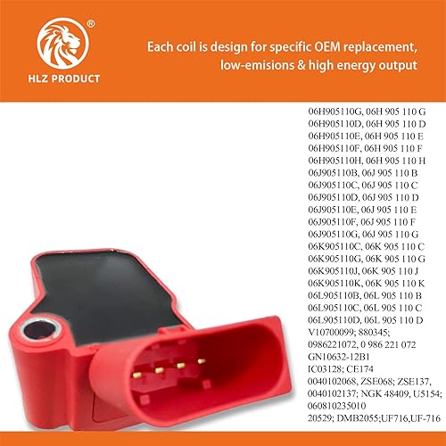 Miniatura 5 de Paquete de 4 bobinas de encendido de alto rendimiento, compatibles con Audi A3 A4 A5 A6 A8 TT Q3 Q5 Q7 Q8 RS3 RS5 S5 S7 VW Golf Jetta Passat 1.8T