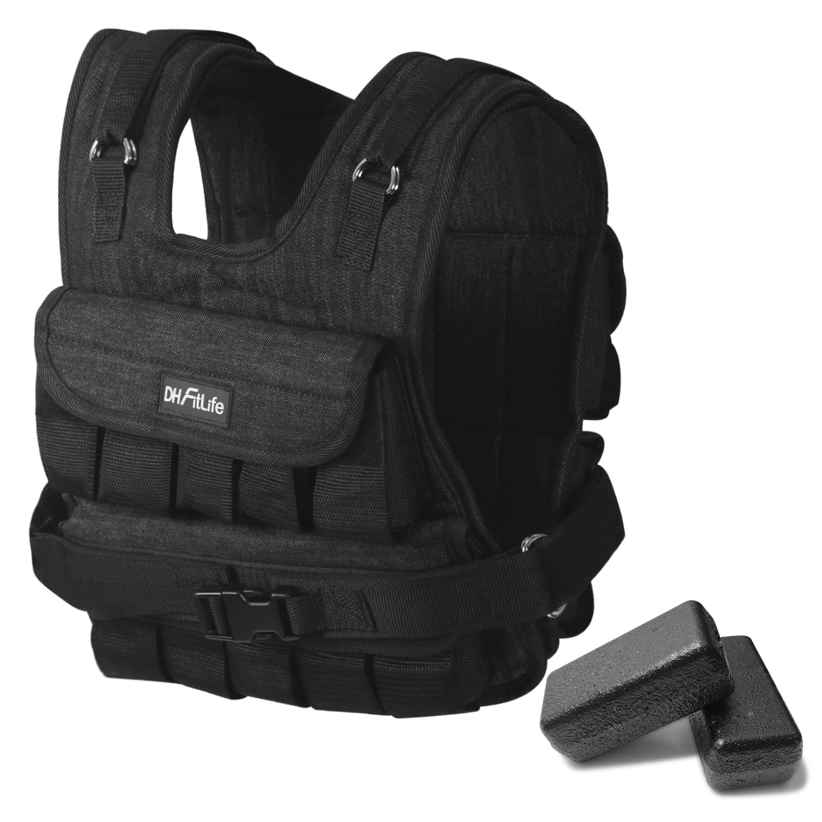DH FitLife Gilet Lesté Réglable 10kg/20kg, Veste de Course Compacte