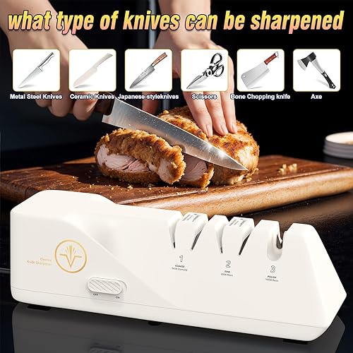 Miniatura 6 de Afiladores de cuchillos eléctricos profesionales con abrasivos 100% de diamante y guías de ángulo de precisión, ranuras multifuncionales de 3