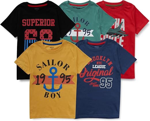 Max Boy's Plain Regular fit T-Shirt (S21DBTAMZ1MULTI_Multi'_7-8Y)