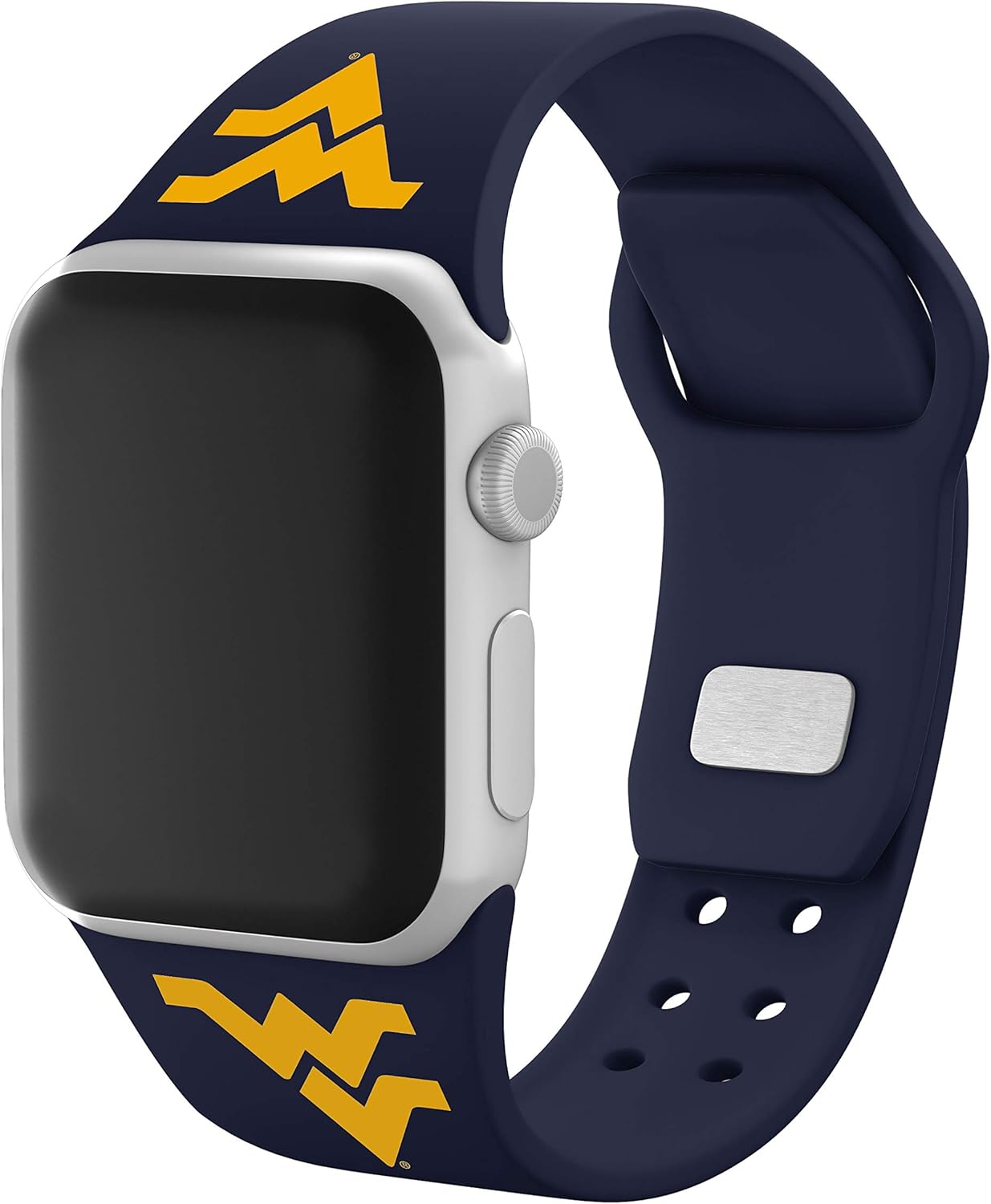 Affinity Bands West Virginia Mountaineers Silicone Sport Band compatible with Apple Watch (38/40/41mm (42mm Series 11) Navy)