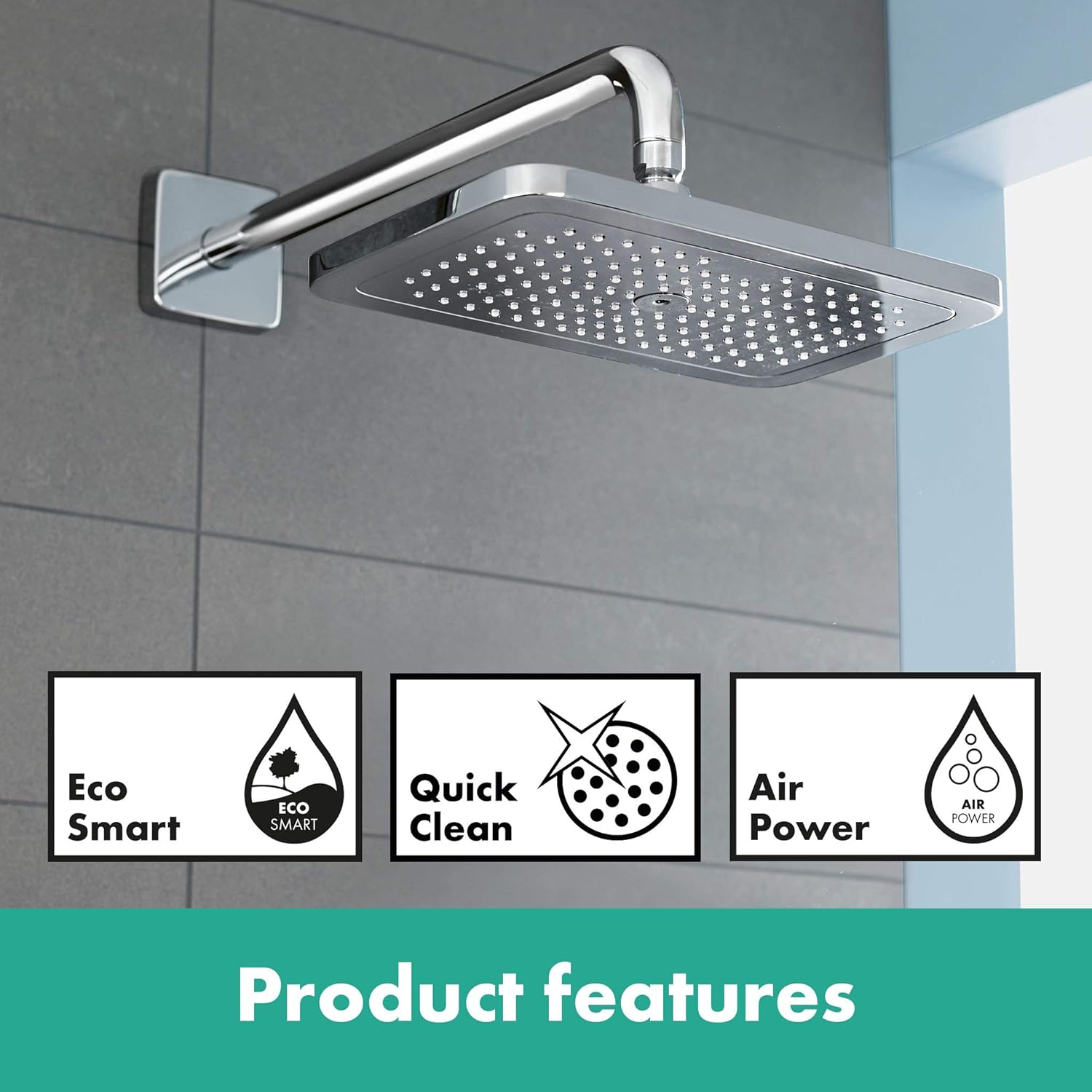 Hansgrohe 26258000 Croma E Water-Saving 280, 1 Spray, EcoSmart Overhead Shower, Chrome