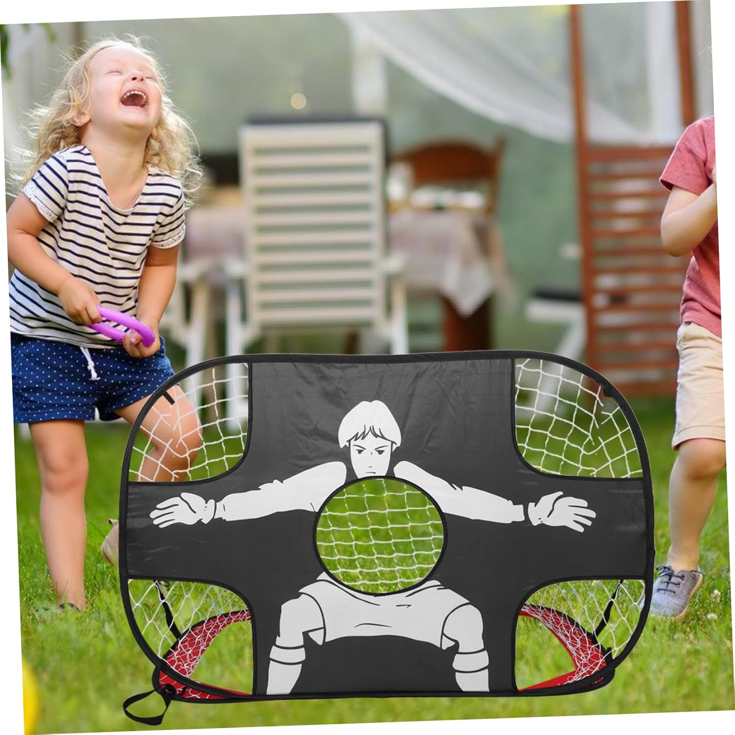 Portable Foldable Soccer Goal Net with Interactive Target Characters Football Training Net for Backyard Practice and Youth Outdoor Games Easy Assembly Soccer Goal for Boys