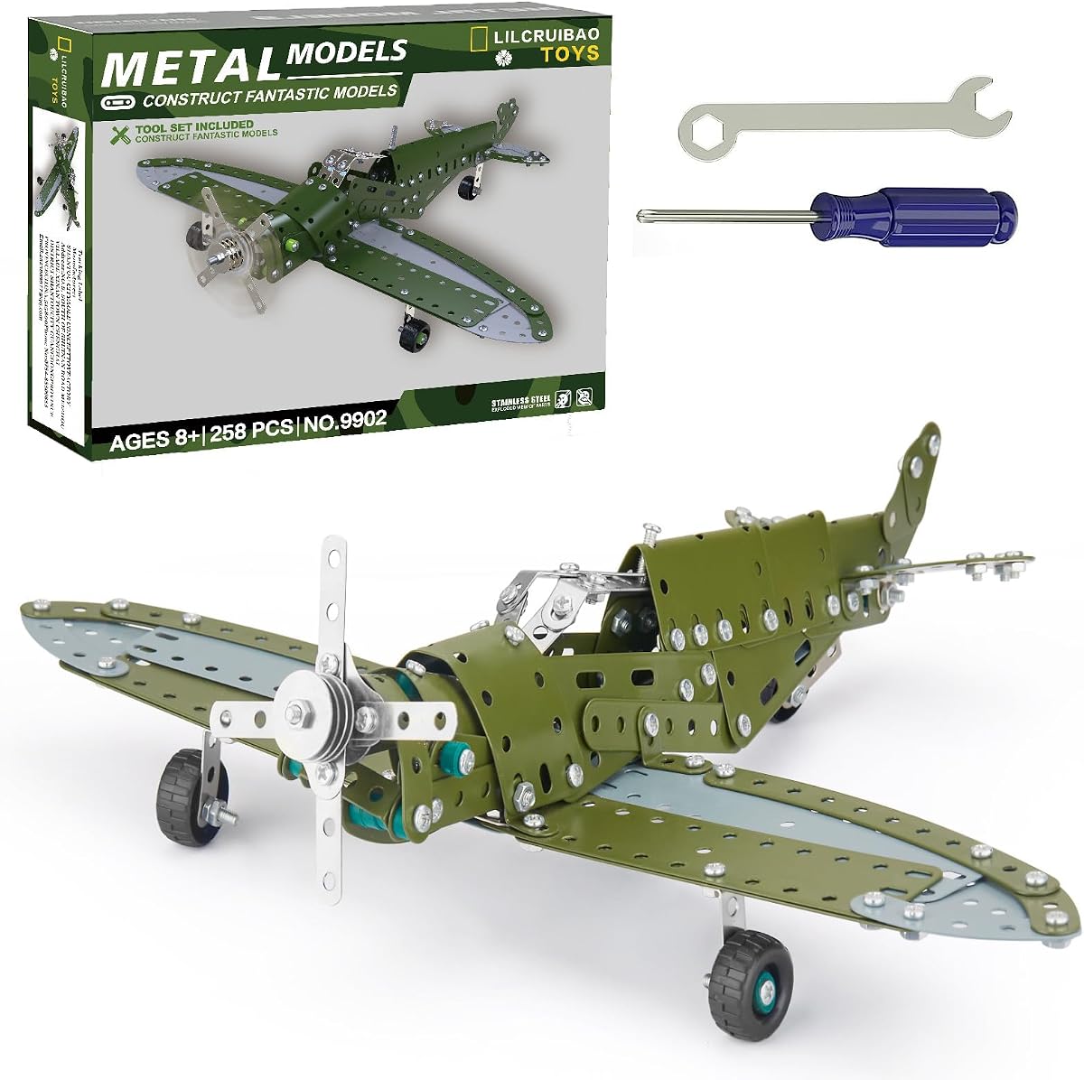 STEM Projects for Kids Ages 8-12 12-16, 258 Pieces Erector Sets Airplane Model kit, Model Aircraft Metal Building Toys Birthday for 10-14 Year Old and Up Boys Girls Adults