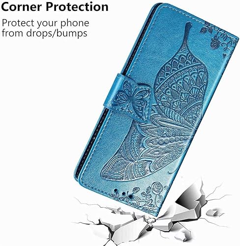 Miniatura 6 de MEUPZZK Funda tipo cartera para Samsung Galaxy S21, piel sintética de alta calidad con diseño de flores de mariposa en relieve, función atril,