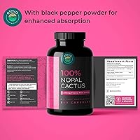 Vista 5 de Cápsulas de cactus Nopal de 1500 mg, polvo orgánico de cactus de tuna seca al sol y extracto de pimienta negra para absorción, súper suplemento