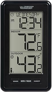 308-43647-INT Digital Black Wireless Thermometer with Indoor Humidity, LCD